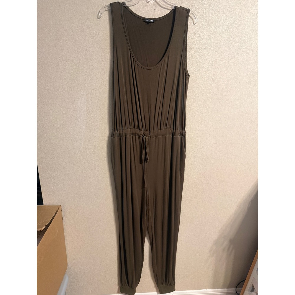 Fashion Nova Olive Green Jumpsuit & Long Cardigan 2 Piece Womens 1XL Loungewear